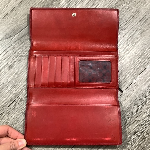 Coach Hamiltonian Trifold Red Leather Wallet - Picture 8 of 12